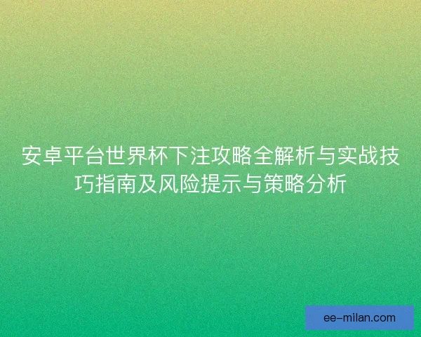 安卓平台世界杯下注攻略全解析与实战技巧指南及风险提示与策略分析